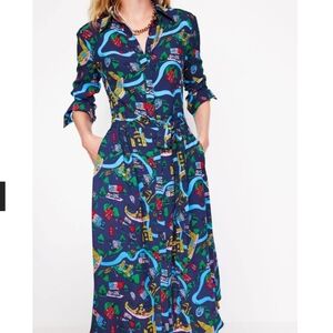 NWT Boden Kate Midi Shirt Dress In London Print Size 8 Regular